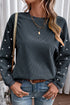 Ribbed Corduroy Studded Sleeve Oversized Pullover Sweatshirt