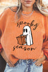 Corded Texture Spooky Season Graphic Pullover Sweatshirt
