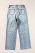 Exclusive Distressed Raw Edge Straight Denim Jeans