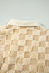 Checkered Corduroy Trim Metal Button Sherpa Jacket
