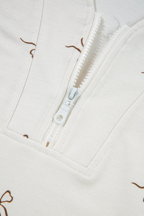 Bow Print Half Zip Tank Matching Short Sets