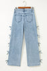Bow Knot Side Detail Loose Wide Leg Jeans