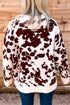 Cow Pattern Western Long Sleeve Round Neck Pullover Sweater