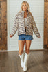 Camouflage Quilted Metal Button Collared Puffer Coat