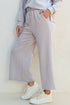 Solid Textured Collared V Neck Wide Leg Pant Sets