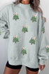Sequin Tree Graphic Mock Neck Baggy Pullover Sweatshirt