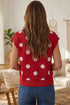 Polka Dot Decorated Button Relaxed Knit Sweater Vest