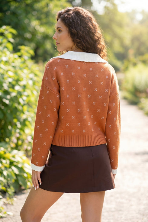 Peter Pan Collar Long Sleeve Knitwear Cardigan