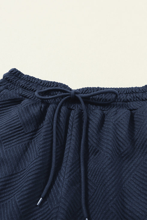 Textured Solid Loose Fit Wide Leg Pant Set