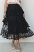 Polyamide Elastane Elegant Ruffle Lace Tiered Skirt