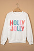 Applique Slogan Round Neck Long Sleeve Sweatshirt