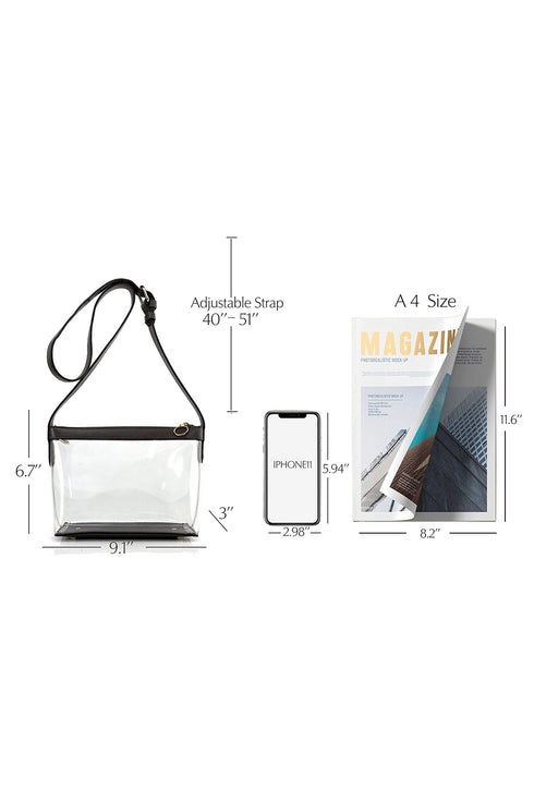 Pu Leather Patchwork Clear Pvc Shoulder Bag