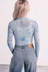 Sheer Mesh Floral Mock Neck Long Sleeve Bodysuit