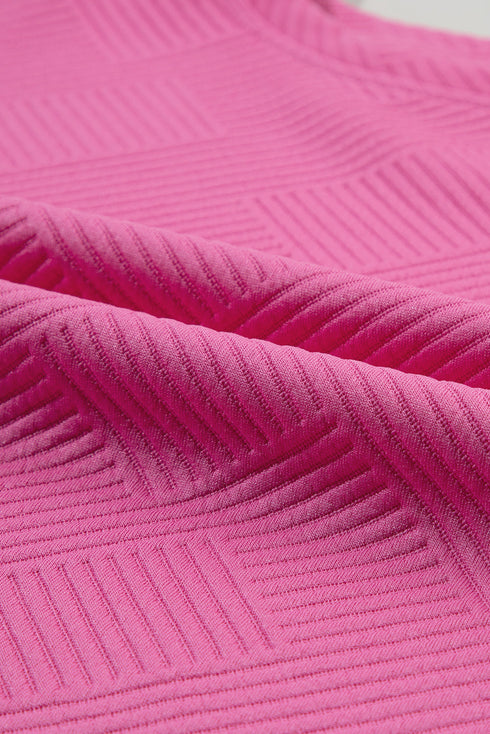 Minimalist Textured Drawstring Two Piece Short Sets