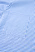 Pinstripe Long Sleeve Smocked Cuff Button Shirt Collar Blouse