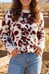 Cow Pattern Western Long Sleeve Round Neck Pullover Sweater