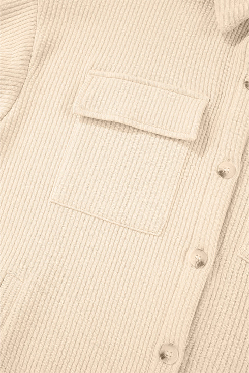 Casual Textured Corduroy Long Sleeve Button Down Jacket