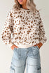 Leopard Print Dropped Shoulder Round Neck Sweatshirt