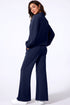 Cowl Neck Drawstring Pullover Wide Leg Athleisure Pant Set