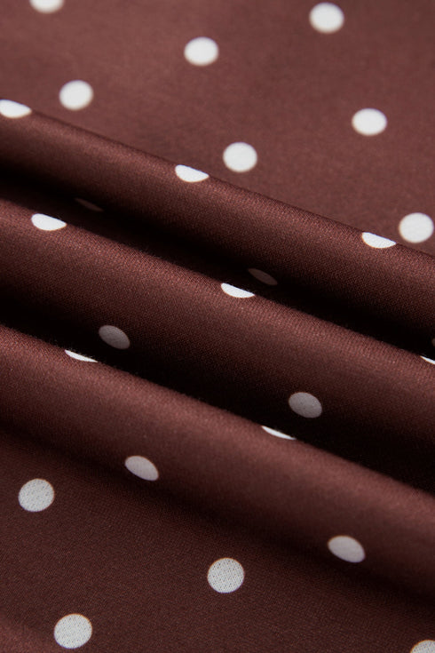 Polka Dot Print Collar Pullover Metal Button Sweatshirt