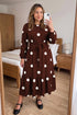 Polka Dot Ruffled Hem Tie Waist Midi Dress