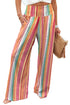 Bohemian Striped Smocked High Waist Wide Leg Pants