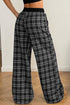 Frenchy Plaid Pattern Drawstring Waist Wide Leg Pants