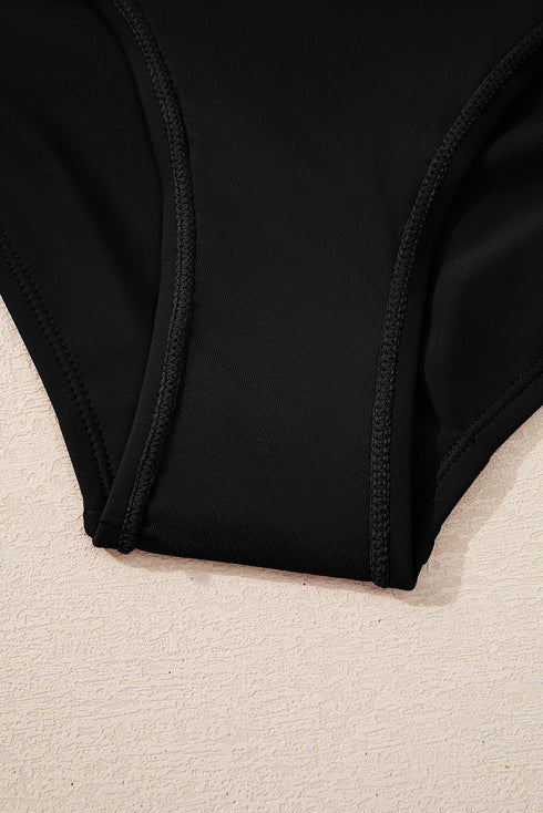 Scalloped Double Strap Empire Waist Tankini Top