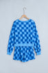 Plaid Checkered Long Sleeve Crop Top Elastic Waist Short Set