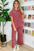 Mineral Wash Corduroy Short Sleeve Wide Leg Pant Set