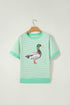Striped Raglan Mallard Duck Illustration Graphic Tee