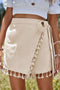 Bohemian Tassel Fringe Wrap Knot Casual Shorts