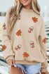 Sequin Leaf Drinks Patch Graphic Mock Neck Sweatshirt