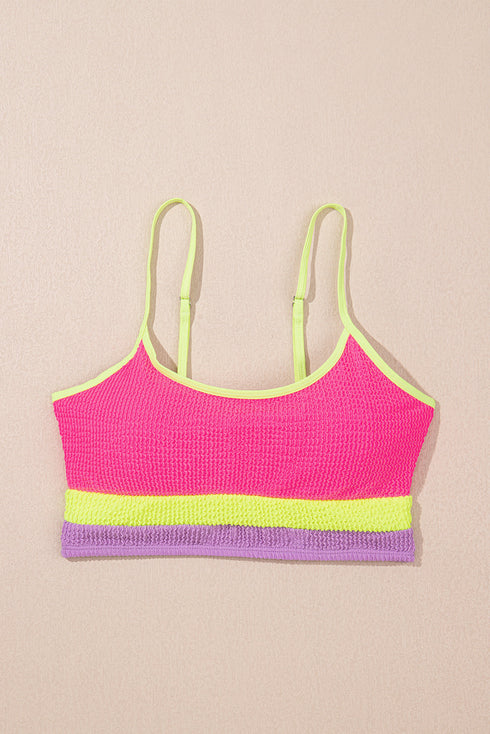 Textured Crinkle Scoop Neck High Waist Bikini Set