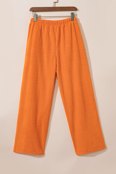 Textured Solid Tank Top And Wide Leg Pant Set