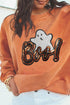 Sequin Ghost Letter Graphic Corded Texture Sweatshirt