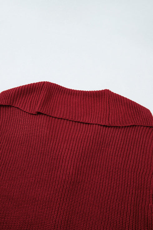 Oversized Fit Button Front Unpatterned Knit Cardigan