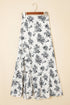 Bohemian Floral Print High Waist Ruffle Split Maxi Skirt