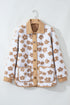 Flower Pattern Button Up Sherpa Fleece Jacket
