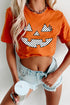Pumpkin Face Polka Dot Round Neck Graphic Tee