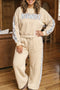 Howdy Letter Print Side Stripe Long Sleeve Lounge Set