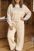 Howdy Letter Print Side Stripe Long Sleeve Lounge Set