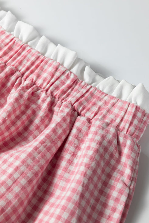 Southern Belle Plaid Print Tailored Edge Trim Shorts