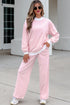 Striped Trim Mock Neck Pullover Drawstring Pants Outfit Pant Set