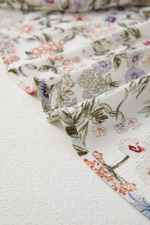 Floral Print Tie Frilled Shir Mock Neck Mini Dress