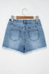 Western Embroidered Studded Stretch Cotton Denim Shorts