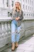 Casual Plaid Print Button Front Tunic Shacket