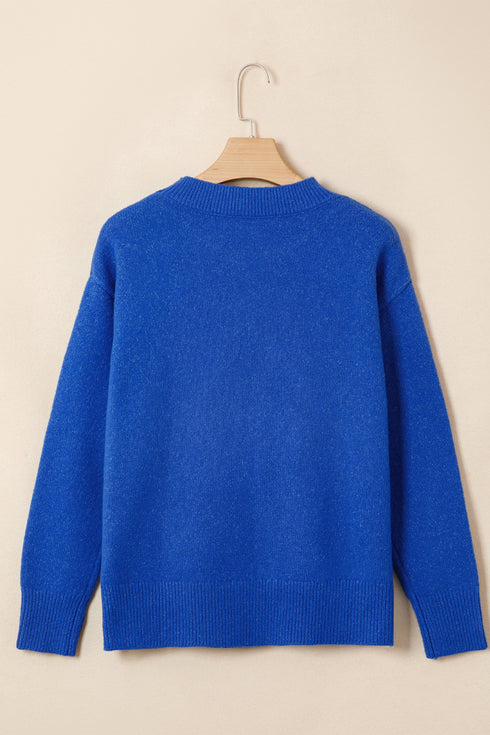 Polyester Polyamide Drop Shoulder Long Sleeve Sweater