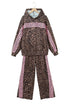 Leopard Print Striped Long Sleeve Top Pant Set