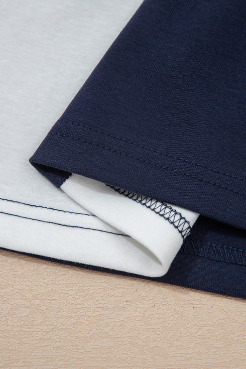 Americana Striped Zip Up Collared T Shirt Mini Dress